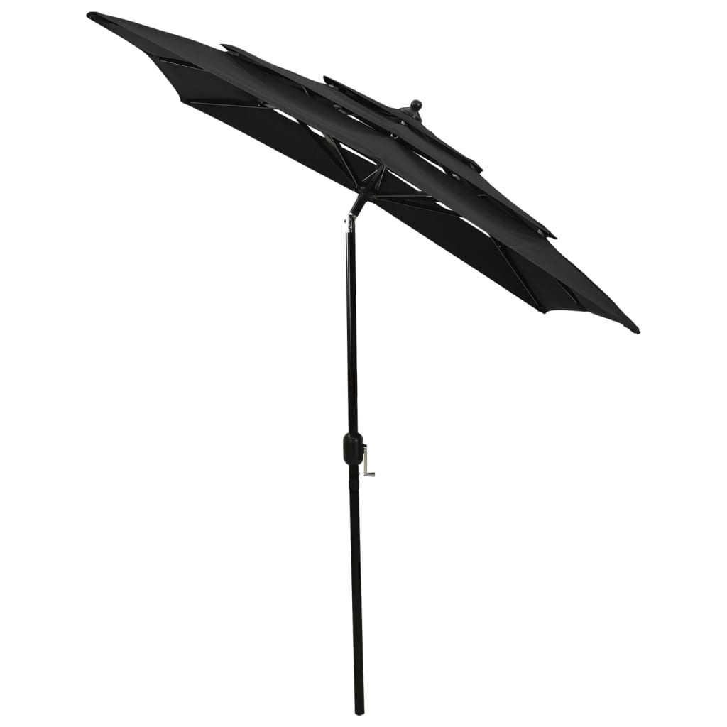 Parasol 3-Laags Met Aluminium Paal 2X2 M Zwart
