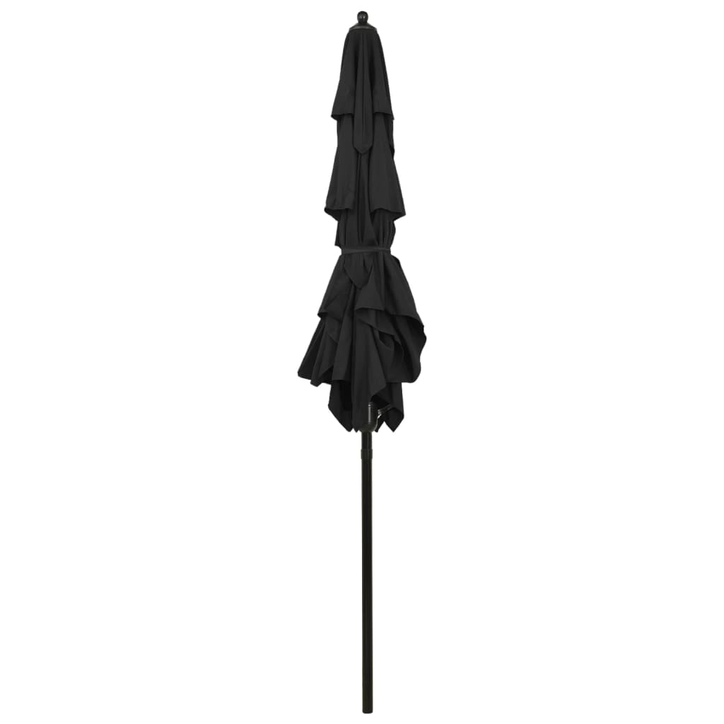 Parasol 3-Laags Met Aluminium Paal 2X2 M Zwart