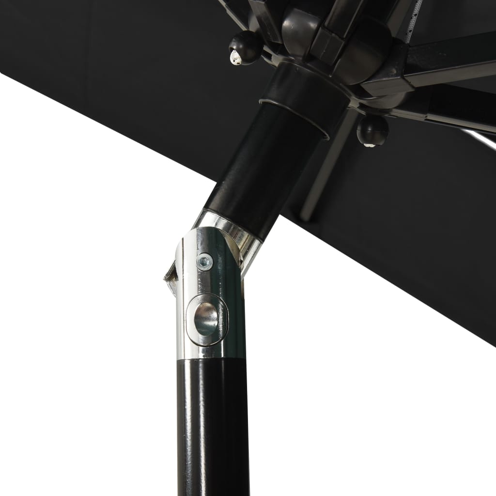 Parasol 3-Laags Met Aluminium Paal 2X2 M Zwart