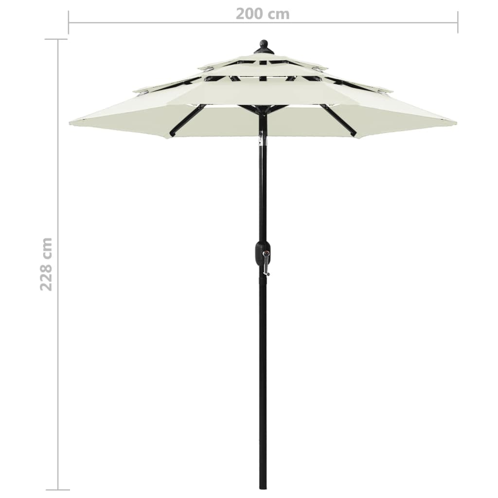Parasol 3-Laags Met Aluminium Paal 2 M Zandkleurig