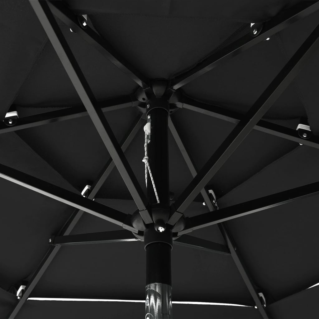 Parasol 3-Laags Met Aluminium Paal 2 M Zwart