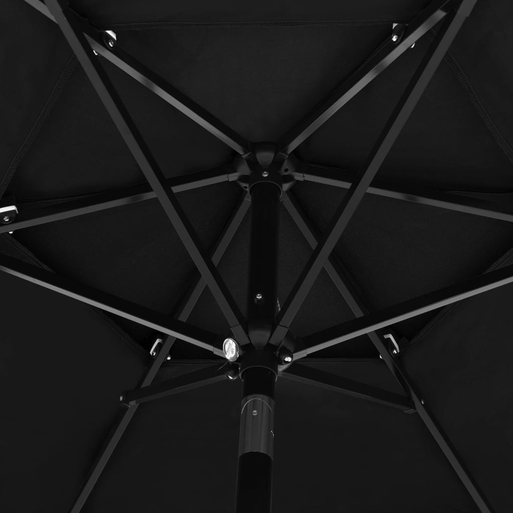 Parasol 3-Laags Met Aluminium Paal 2,5 M Zwart