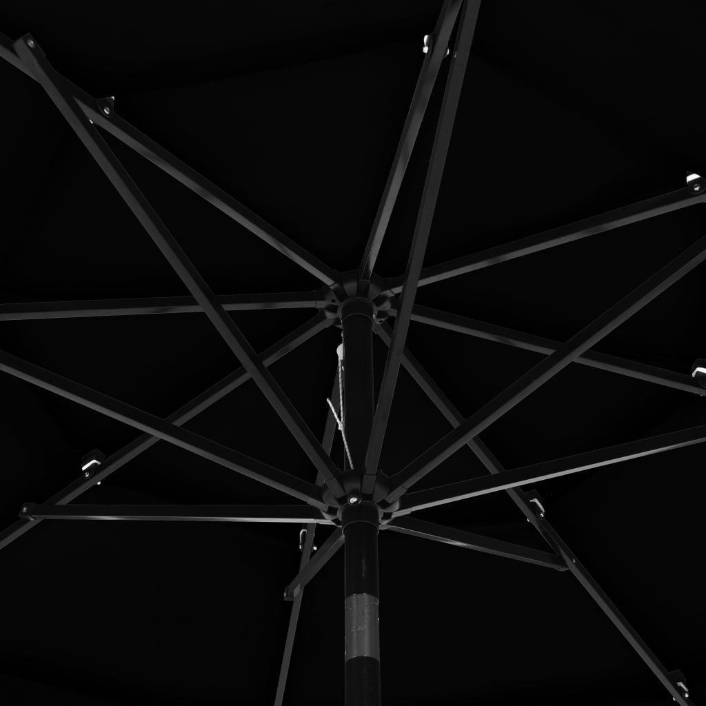 Parasol 3-Laags Met Aluminium Paal 3 M Zwart