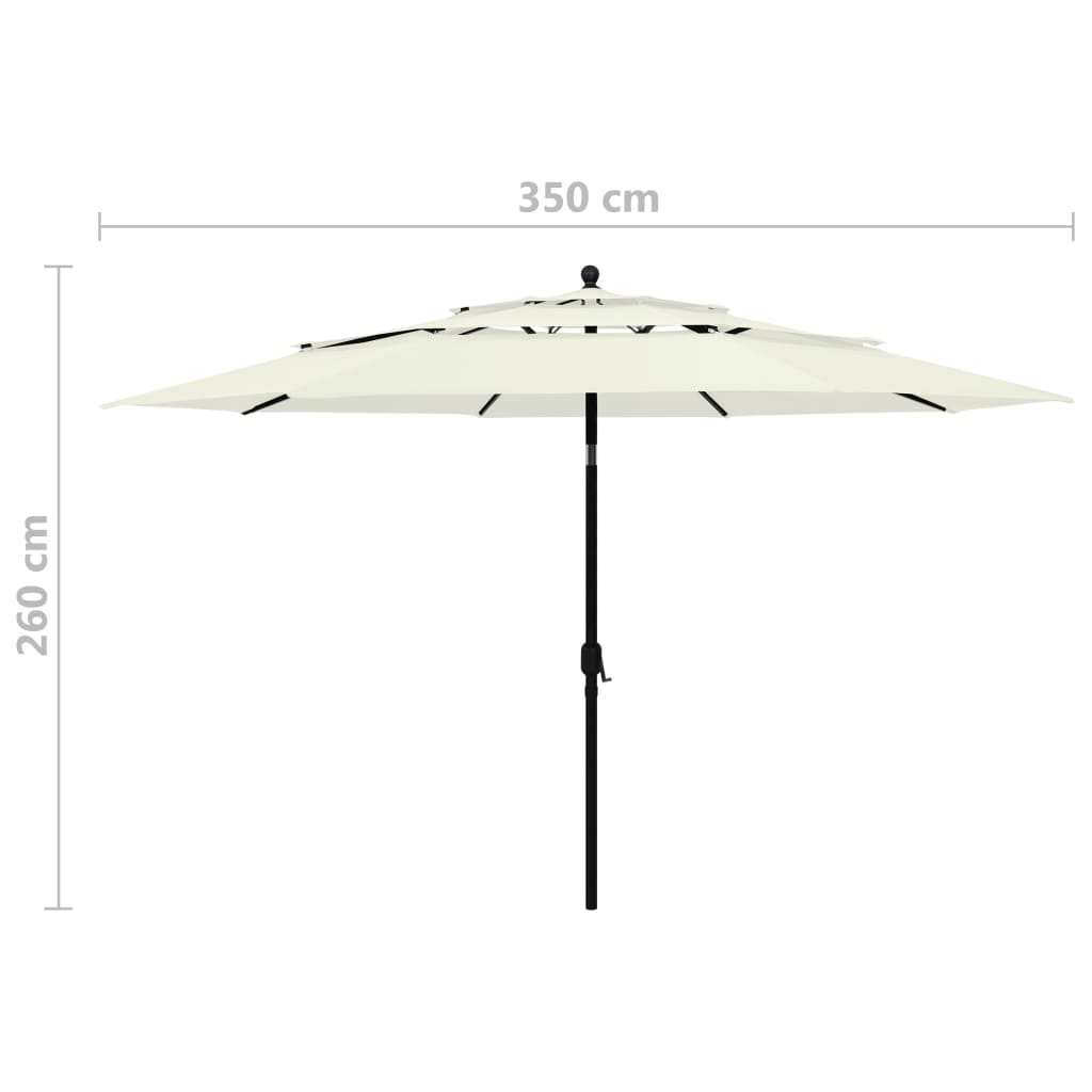 Parasol 3-Laags Met Aluminium Paal 3,5 M Zandkleurig