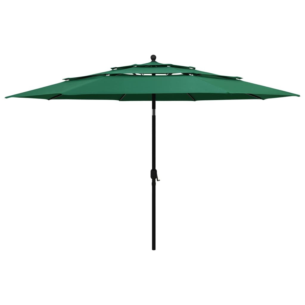 Parasol 3-Laags Met Aluminium Paal 3,5 M Groen