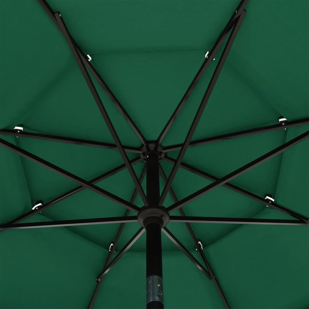 Parasol 3-Laags Met Aluminium Paal 3,5 M Groen