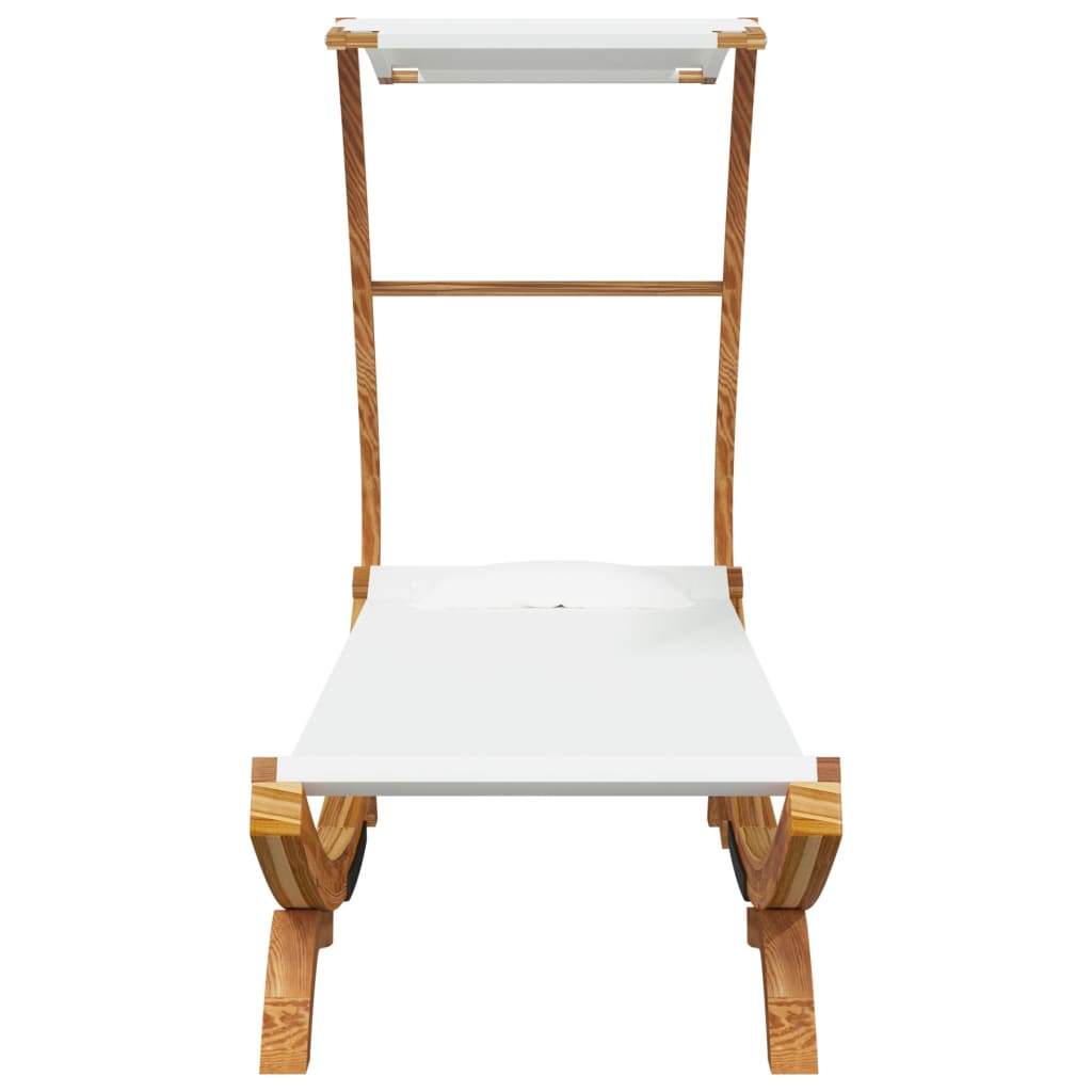 Loungebed Met Luifel 100X190X134 Cm Massief Gebogen Hout Crème