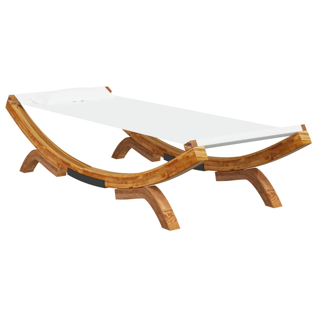 Loungebed 100X188,5X44 Cm Massief Gebogen Hout Crèmekleurig