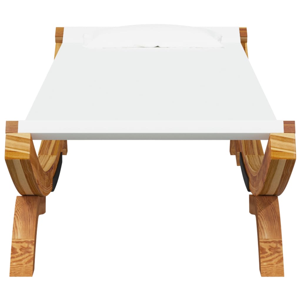 Loungebed 100X188,5X44 Cm Massief Gebogen Hout Crèmekleurig