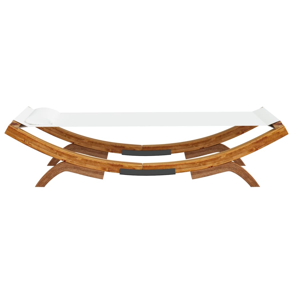 Loungebed 100X188,5X44 Cm Massief Gebogen Hout Crèmekleurig