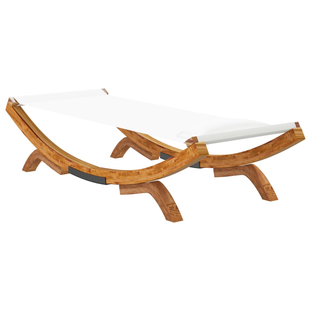 Loungebed 100X188,5X44 Cm Massief Gebogen Hout Crèmekleurig
