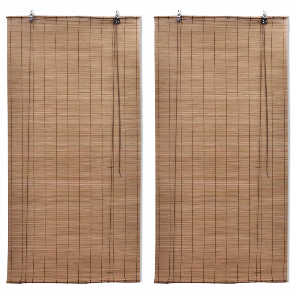 Rolgordijnen 2 St 120X220 Cm Bamboe Bruin