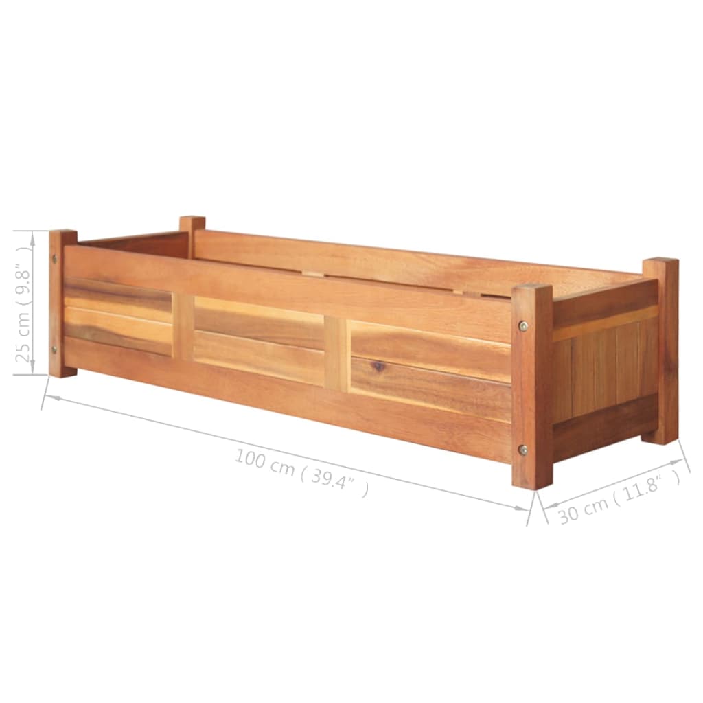 Pflanzgefäße erhöht 2 St 100x30x25 cm Akazienholz