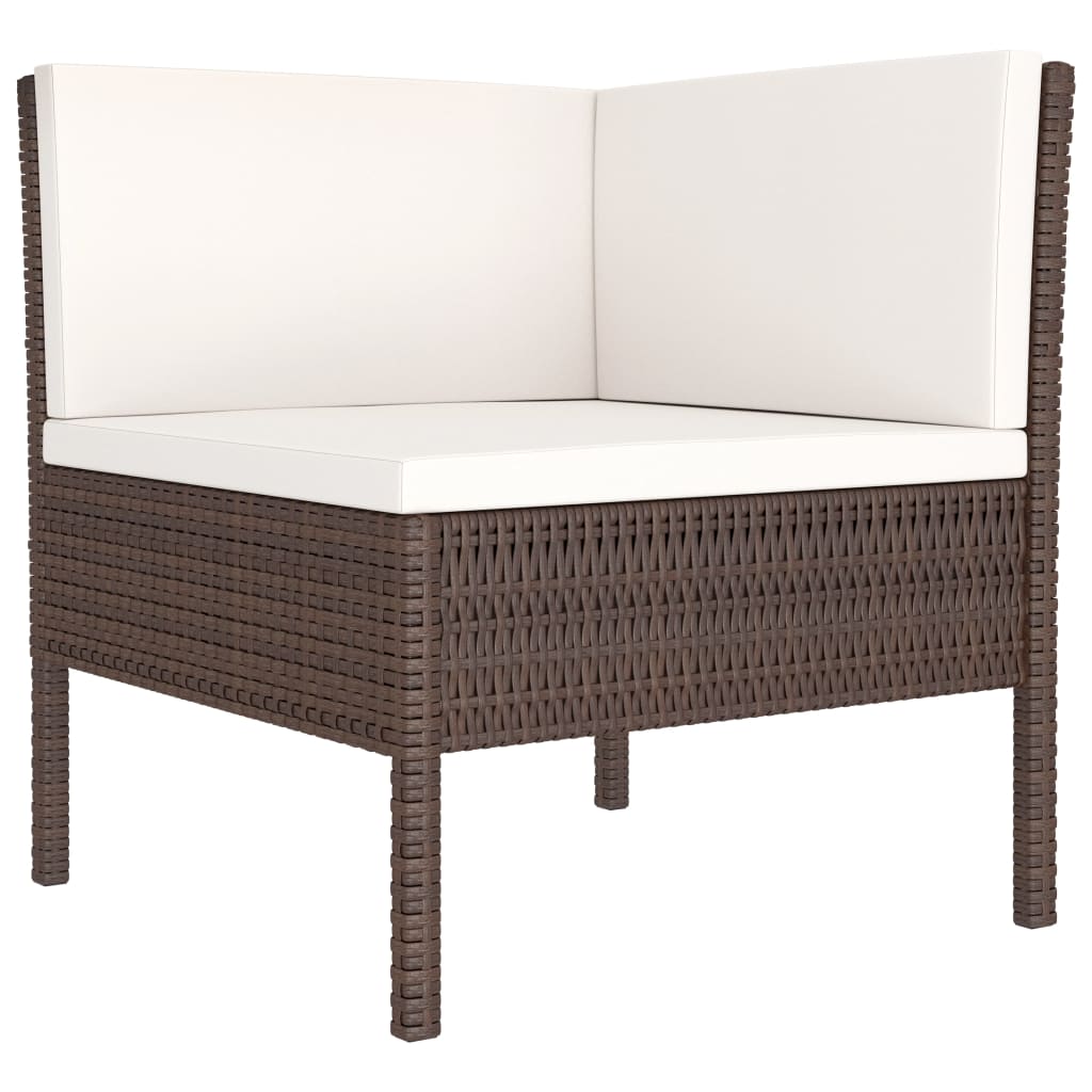 6-Delige Loungeset Met Kussens Poly Rattan Bruin