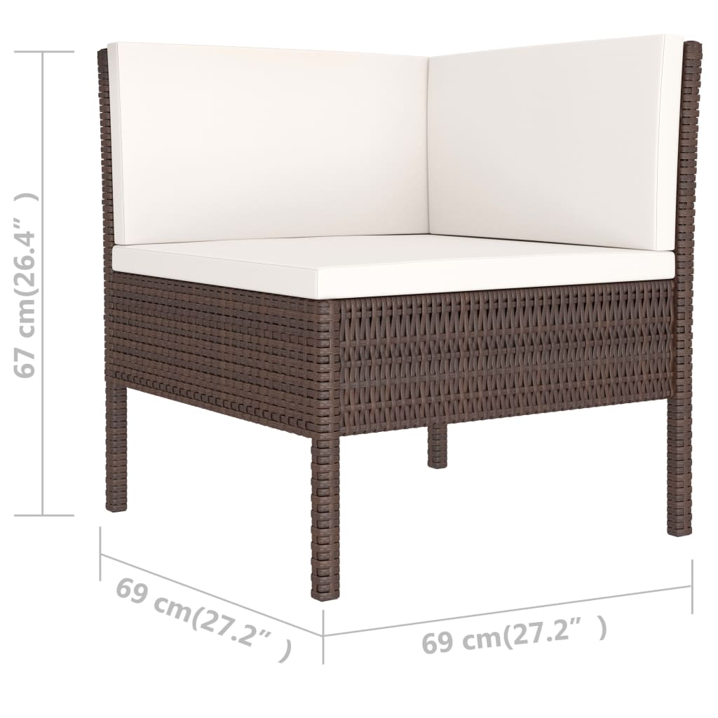 6-Delige Loungeset Met Kussens Poly Rattan Bruin
