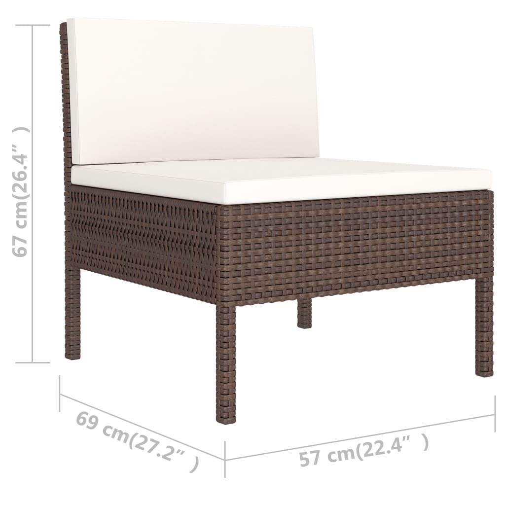 6-Delige Loungeset Met Kussens Poly Rattan Bruin