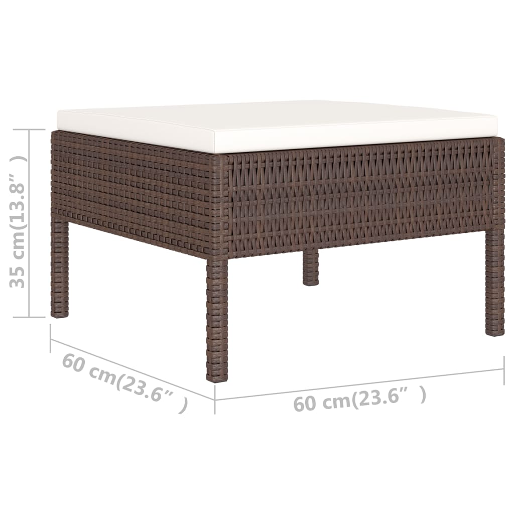 6-Delige Loungeset Met Kussens Poly Rattan Bruin