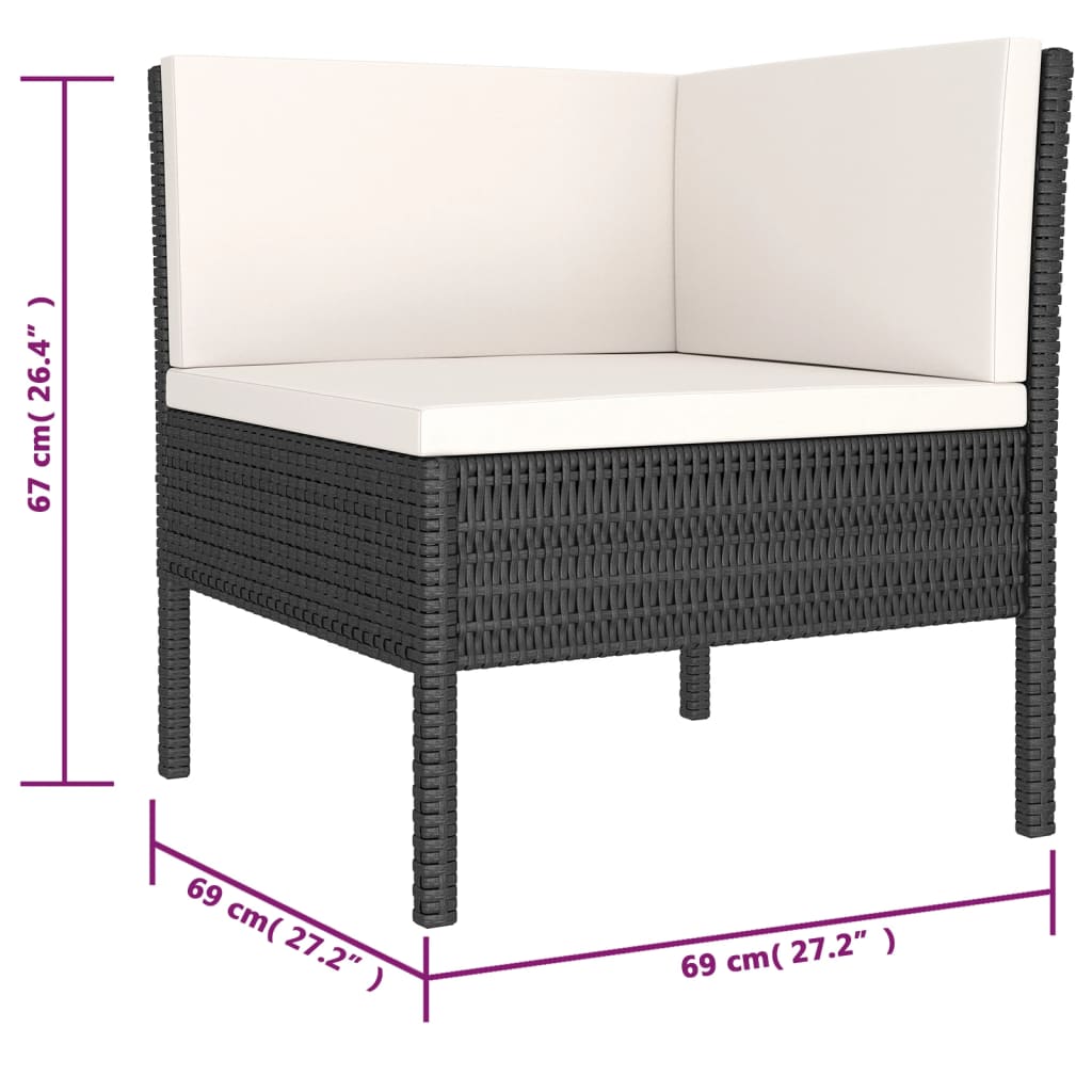6-Delige Loungeset Met Kussens Poly Rattan Zwart