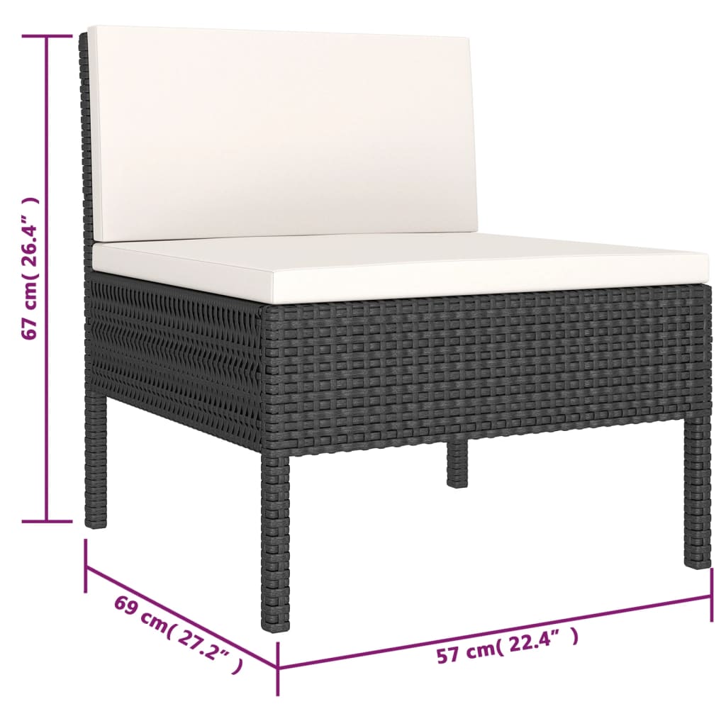 6-Delige Loungeset Met Kussens Poly Rattan Zwart