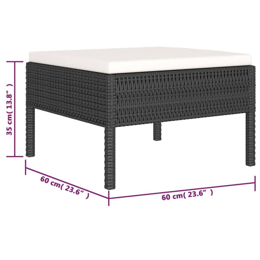 6-Delige Loungeset Met Kussens Poly Rattan Zwart