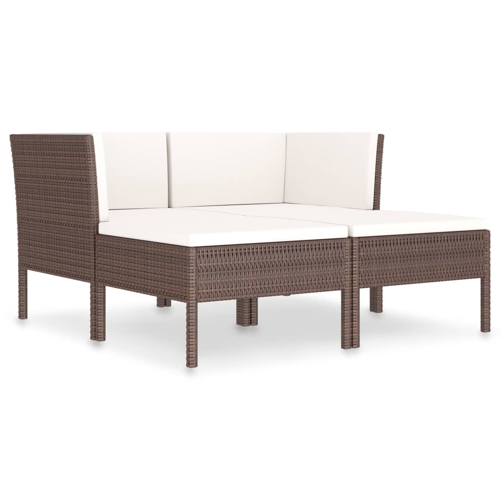 4-Delige Loungeset Met Kussens Poly Rattan Bruin