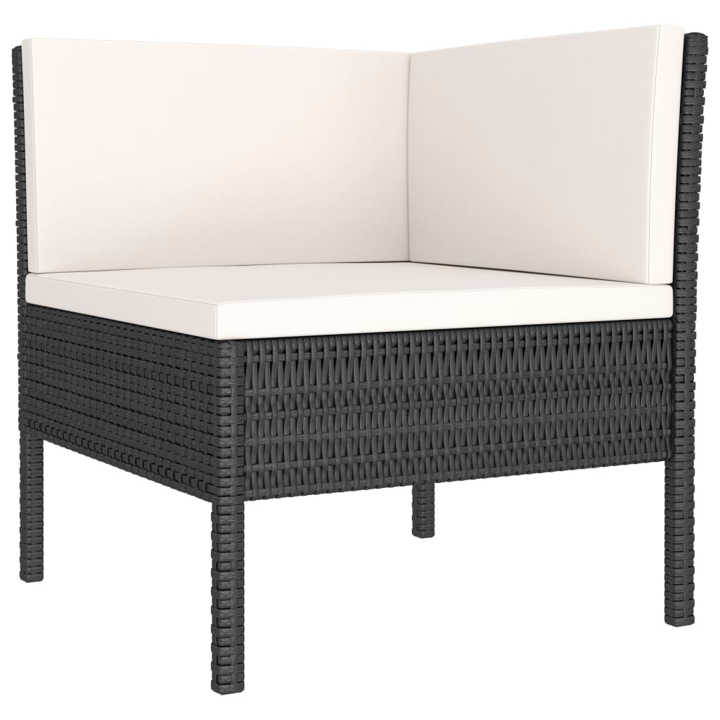 4-Delige Loungeset Met Kussens Poly Rattan Zwart