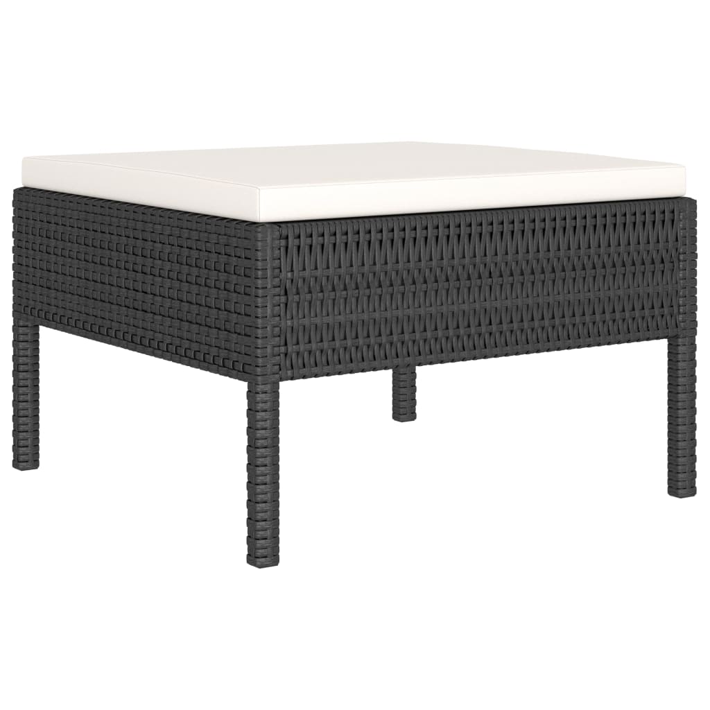 4-Delige Loungeset Met Kussens Poly Rattan Zwart