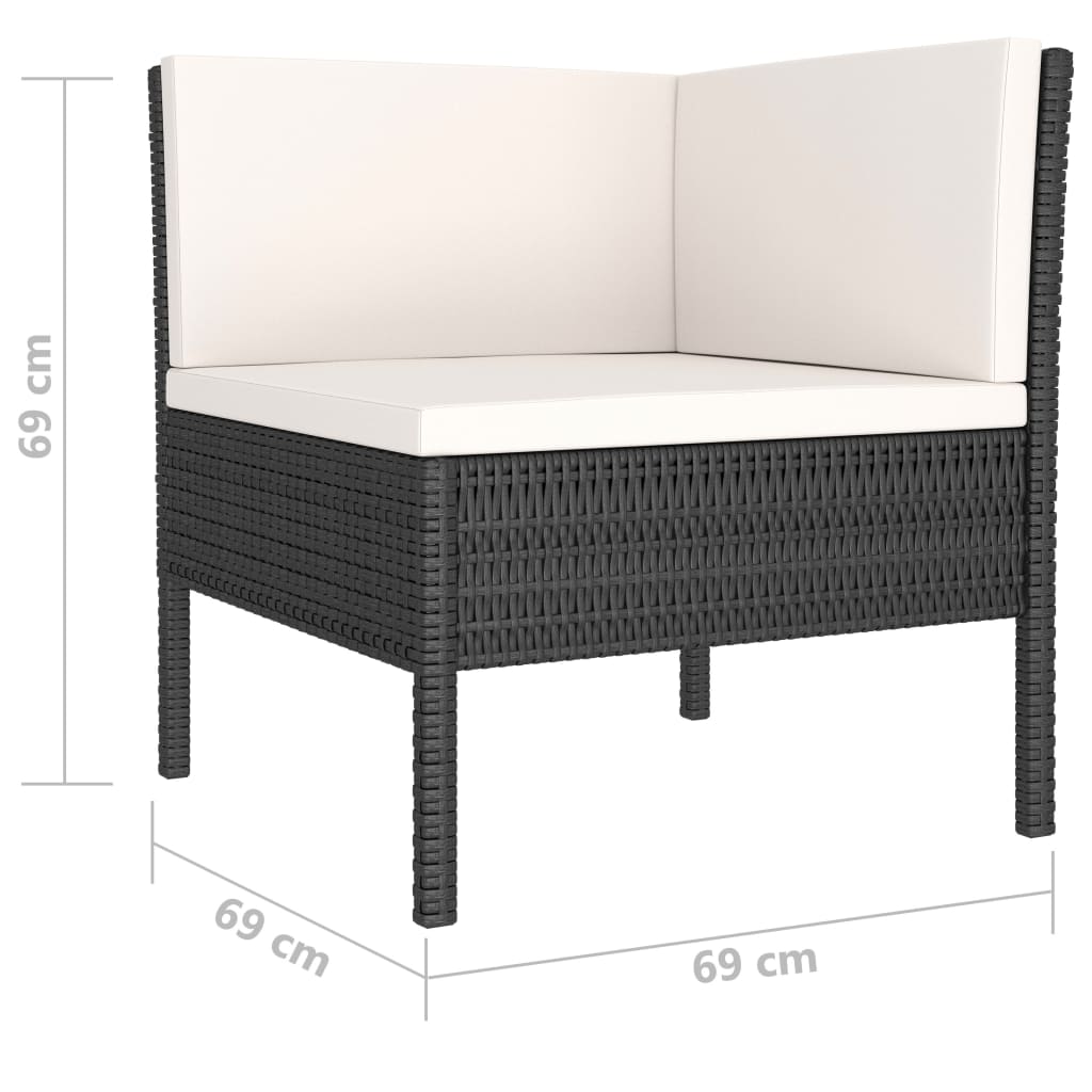 4-Delige Loungeset Met Kussens Poly Rattan Zwart
