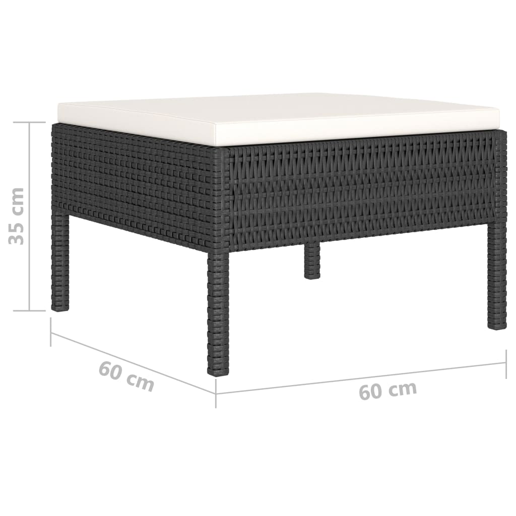 4-Delige Loungeset Met Kussens Poly Rattan Zwart