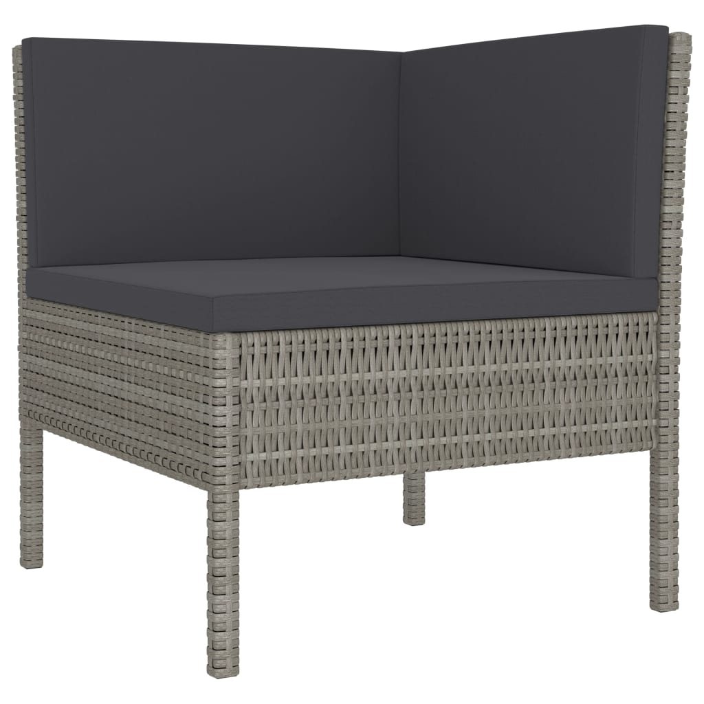 4-Delige Loungeset Met Kussens Poly Rattan Grijs