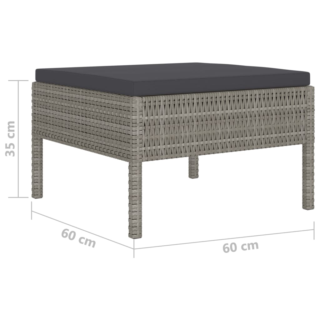 4-Delige Loungeset Met Kussens Poly Rattan Grijs