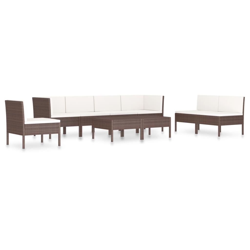 9-Delige Loungeset Met Kussens Poly Rattan Bruin