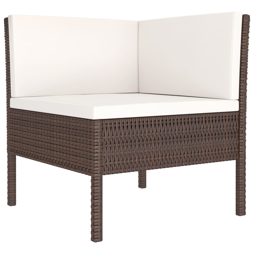 9-Delige Loungeset Met Kussens Poly Rattan Bruin
