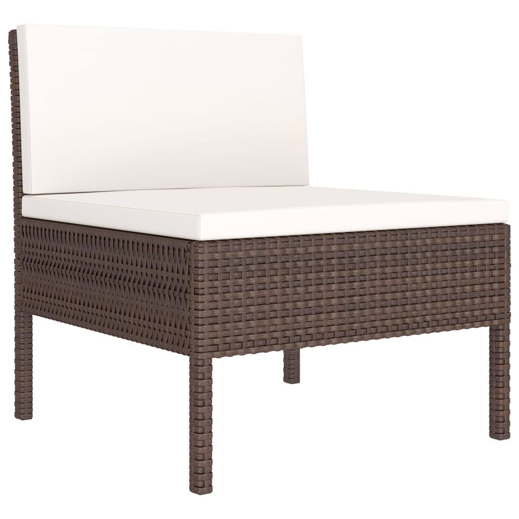 9-Delige Loungeset Met Kussens Poly Rattan Bruin