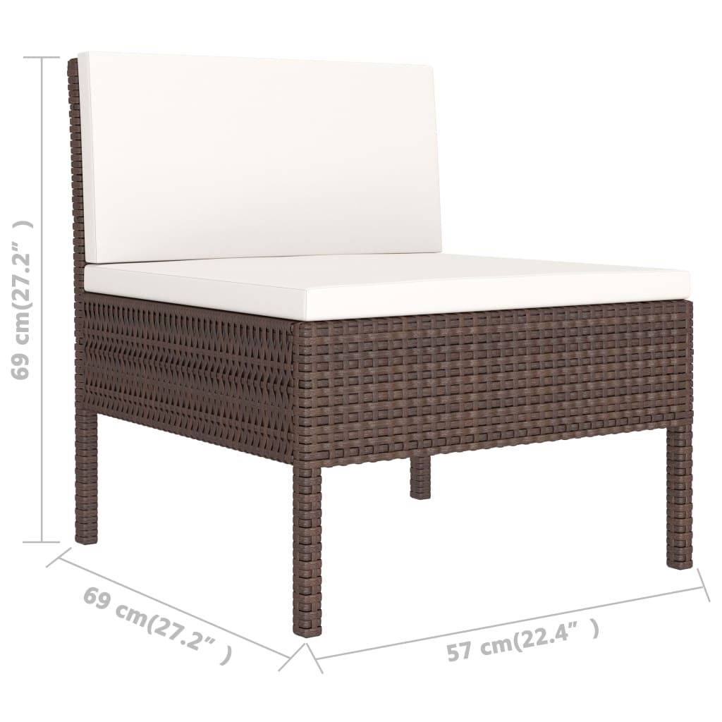 9-Delige Loungeset Met Kussens Poly Rattan Bruin