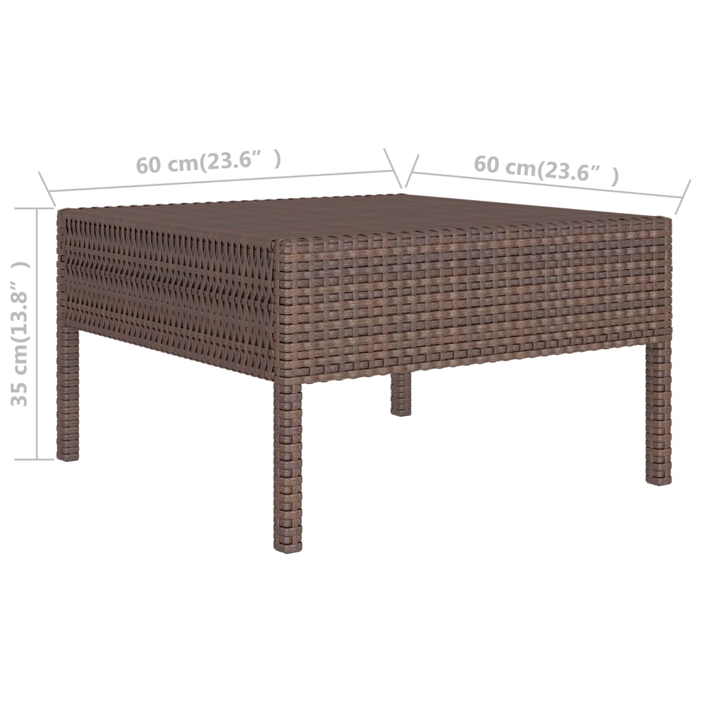 9-Delige Loungeset Met Kussens Poly Rattan Bruin
