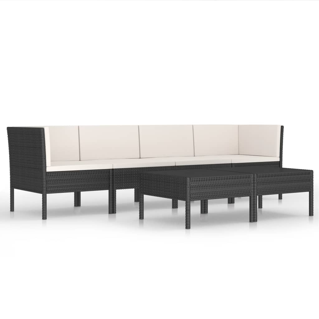 6-Delige Loungeset Met Kussens Poly Rattan Zwart