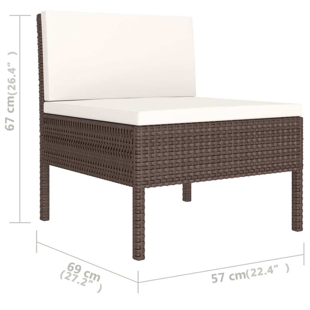 6-Delige Loungeset Met Kussens Poly Rattan Bruin