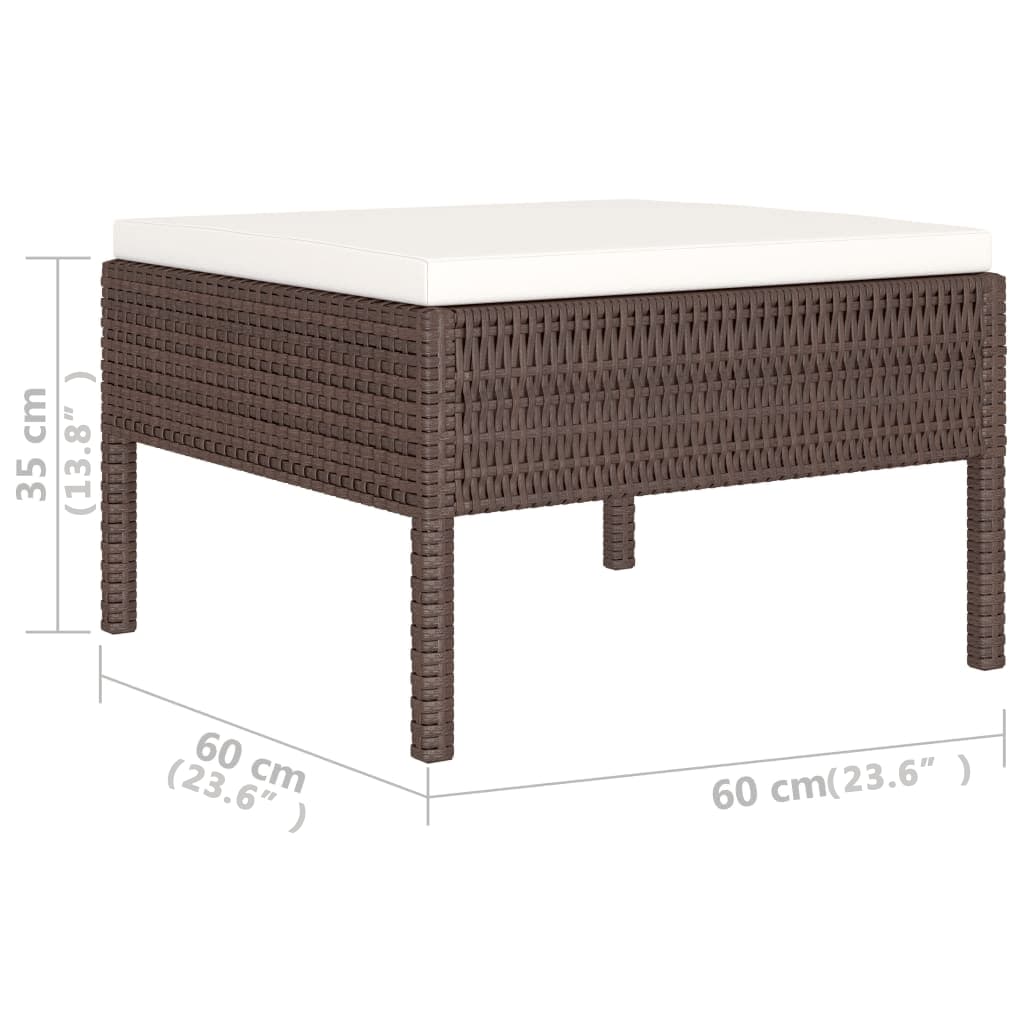 6-Delige Loungeset Met Kussens Poly Rattan Bruin