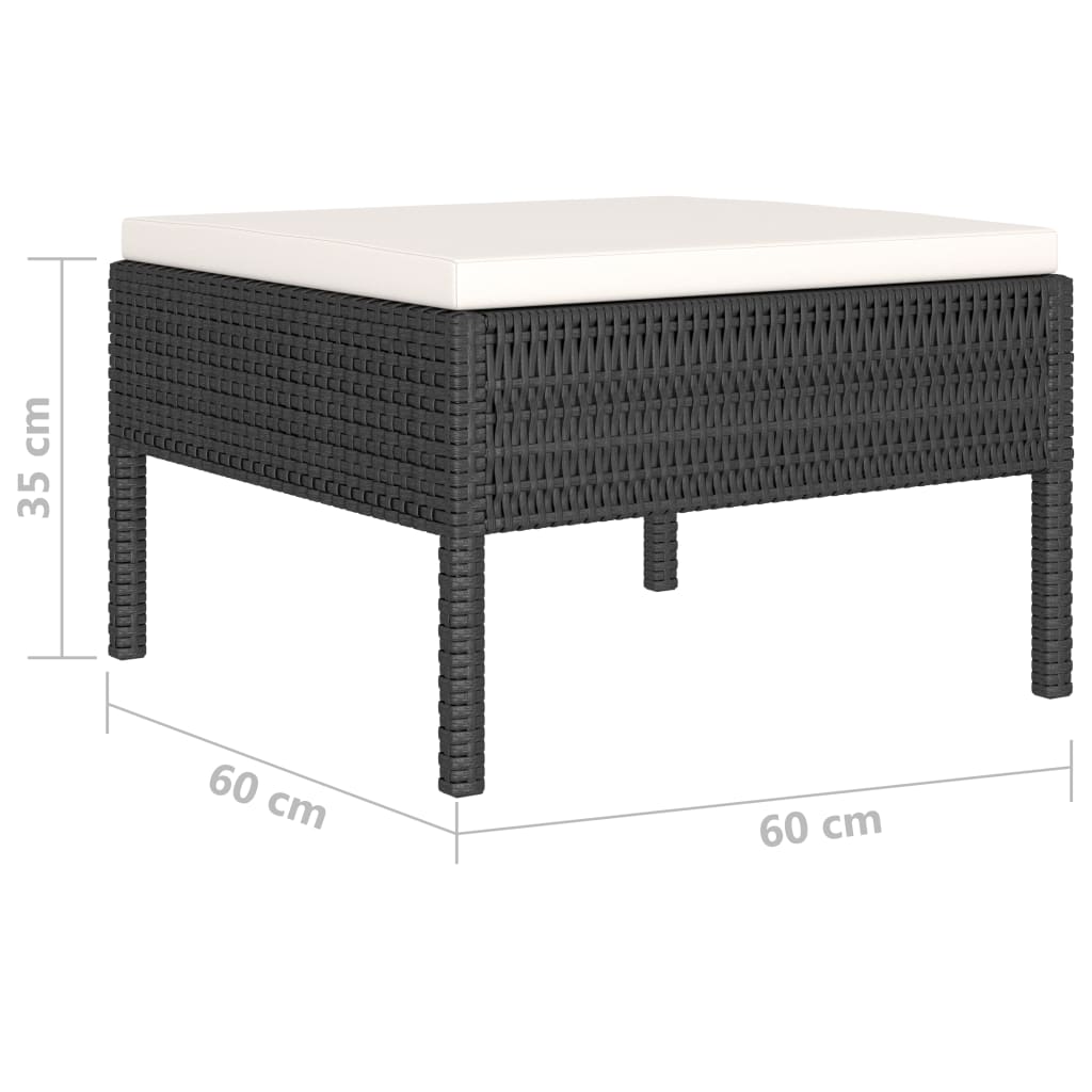 6-Delige Loungeset Met Kussens Poly Rattan Zwart