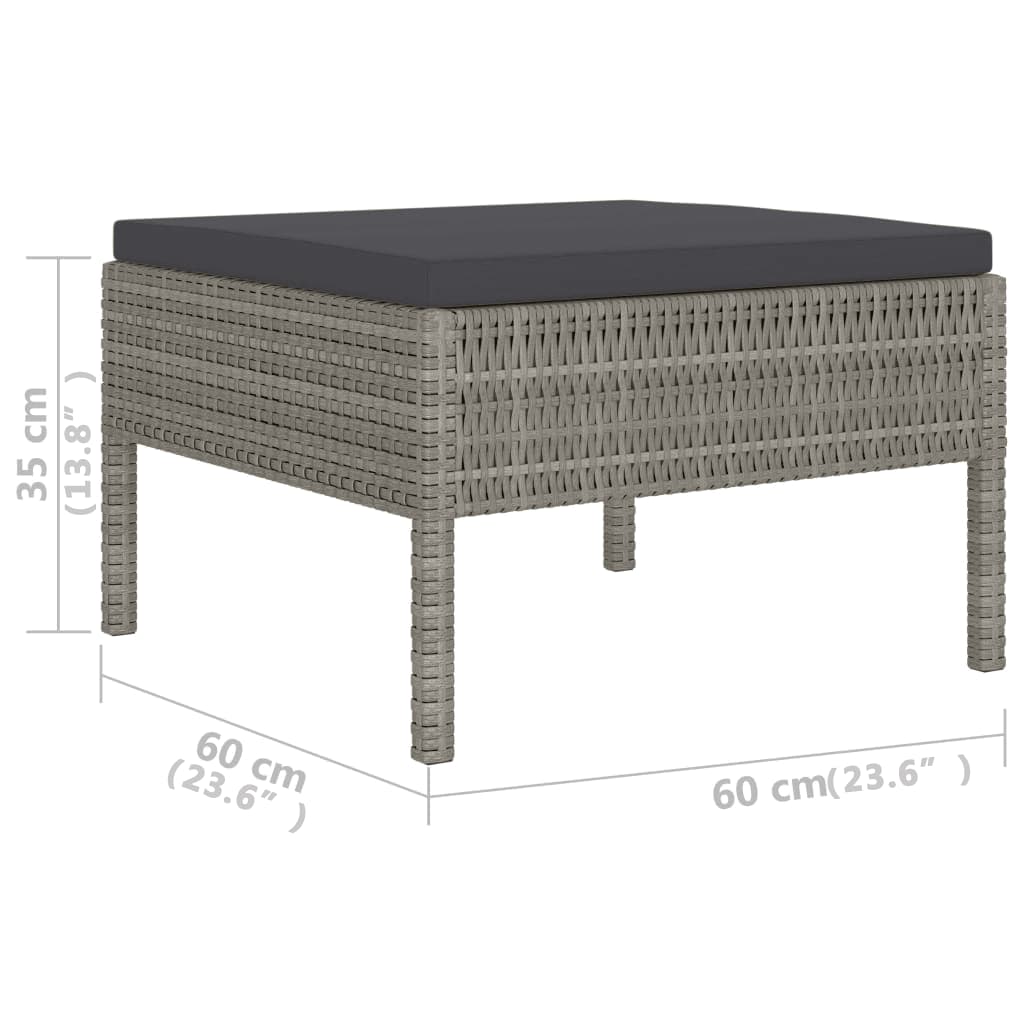 6-Delige Loungeset Met Kussens Poly Rattan Grijs