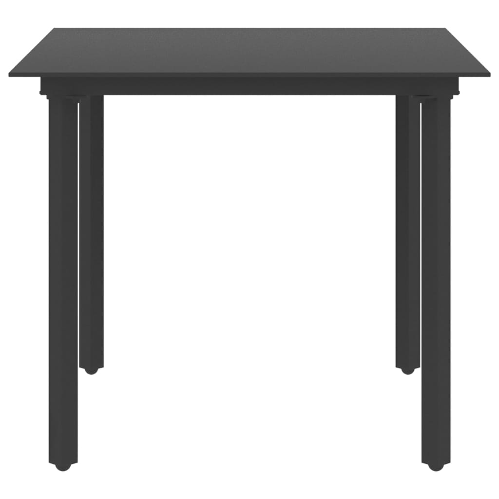Tuintafel 80X80X74 Cm Staal En Glas Zwart