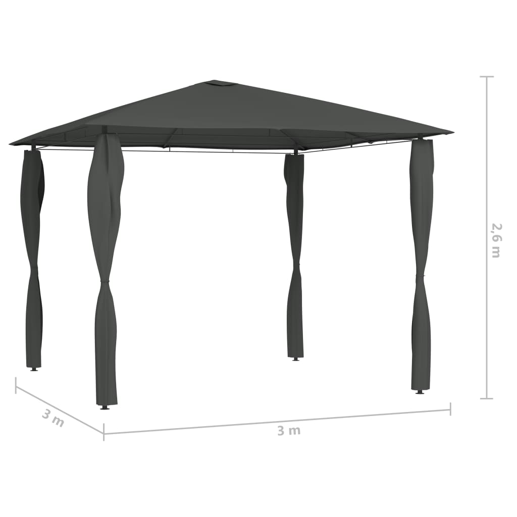 Prieel Met Paalhoezen 160 G/M² 3X3X2,6 M Antracietkleurig