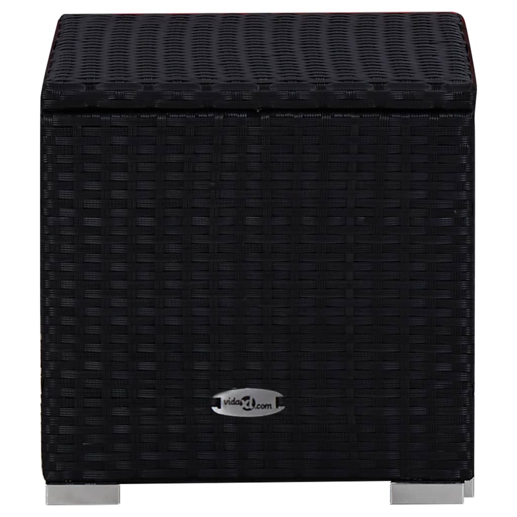 3-teiliges Liegeset mit Teetisch Poly Rattan Schwarz