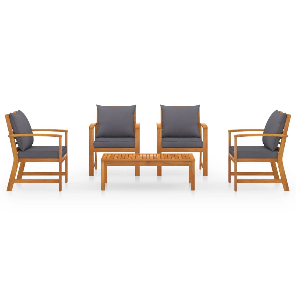5-Delige Loungeset Met Kussens Massief Acaciahout