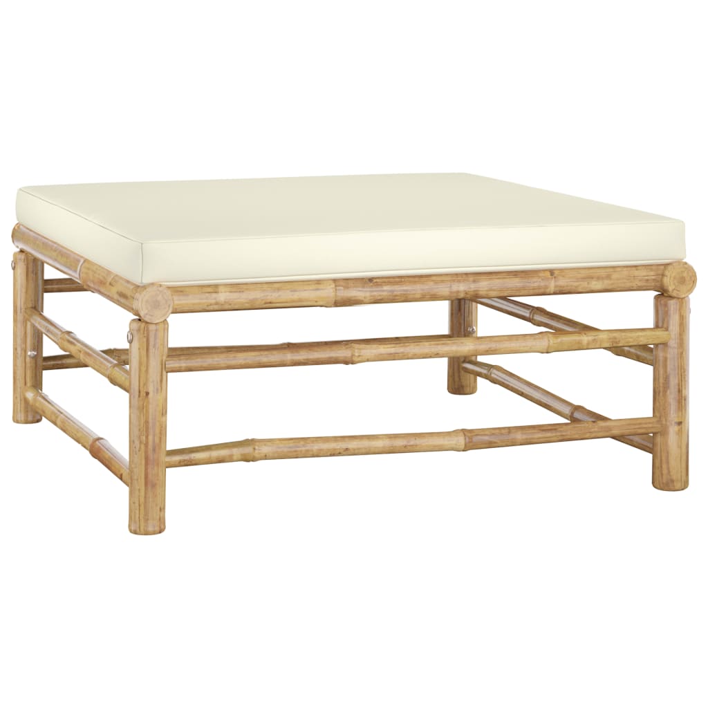 6-teiliges Lounge-Set mit cremeweißen Bambuskissen