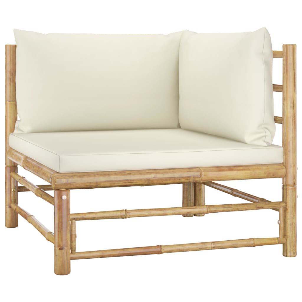 8-teiliges Lounge-Set mit cremeweißen Bambuskissen