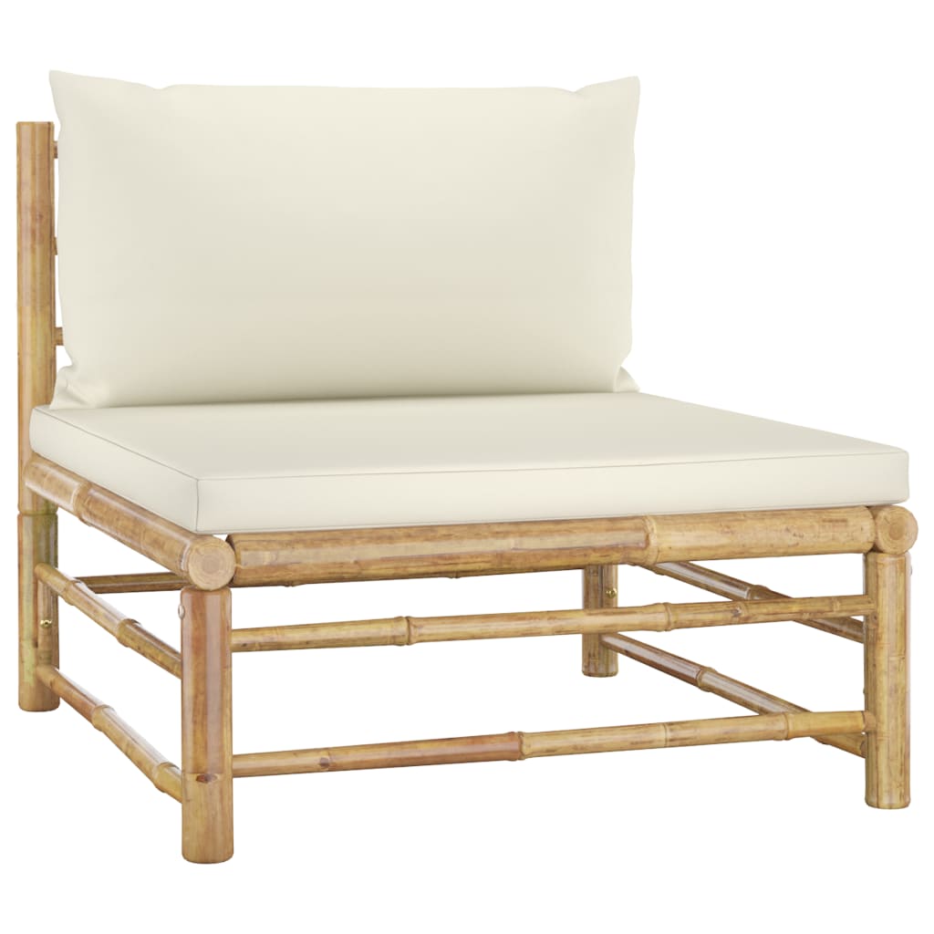 8-teiliges Lounge-Set mit cremeweißen Bambuskissen