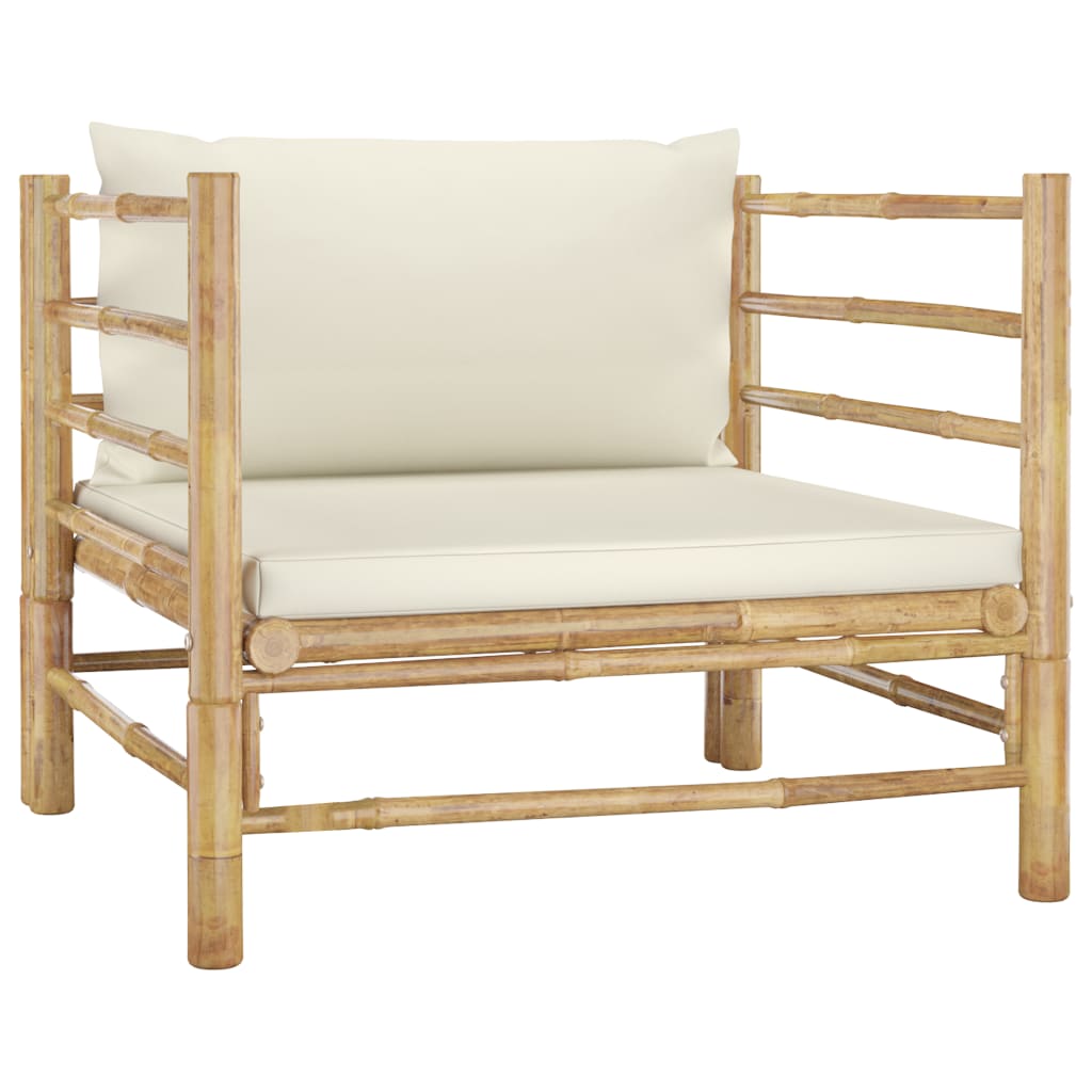 8-teiliges Lounge-Set mit cremeweißen Bambuskissen