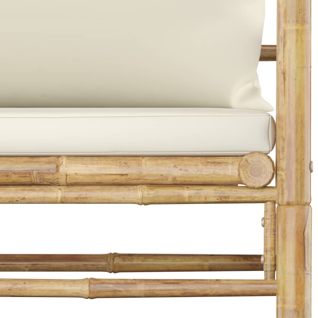 8-teiliges Lounge-Set mit cremeweißen Bambuskissen